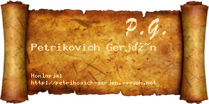 Petrikovich Gerjén névjegykártya